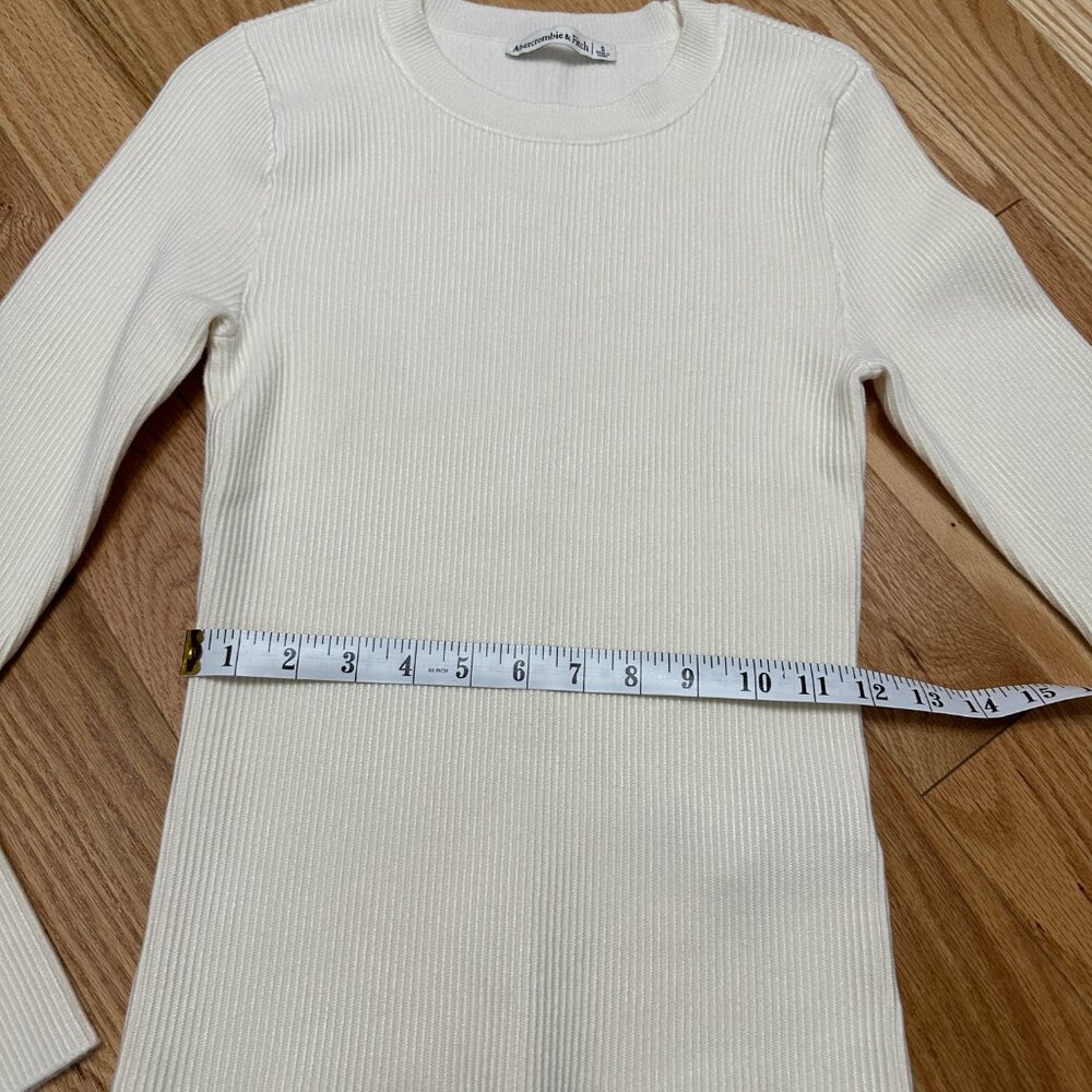 Abercrombie & Fitch Long Sleeve Ottoman Crew Top - Size Small - CREAM - Picture 5 of 6